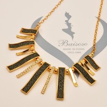 New Brand Design Enamel Bib Beads Scrub Plated Gold Chain Choker Necklace Pendants Fashion Jewelry Women