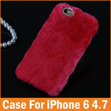 Winter Warm Women fundas para For iphone 6 4.7″ Cover Rabbit Fur Hair Soft Skin For iphone6 Case Mobile phone Bags Accessories