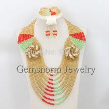 Unique Nigerian Crystal Beads Necklace Set Costume Beads Set for Party Event Free Shipping GS892