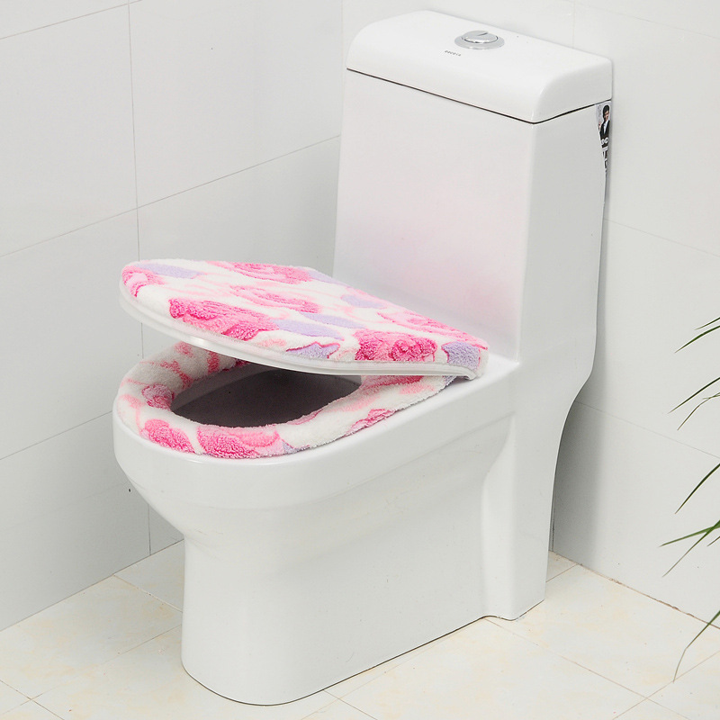 Jj215 2 Pcs Set Toilet Seat Cover Coral Fleece Thickening Soft Toilet Mat Cushion Cover Potty Sets Bathroom Accessories Products Ezrljwaj 79