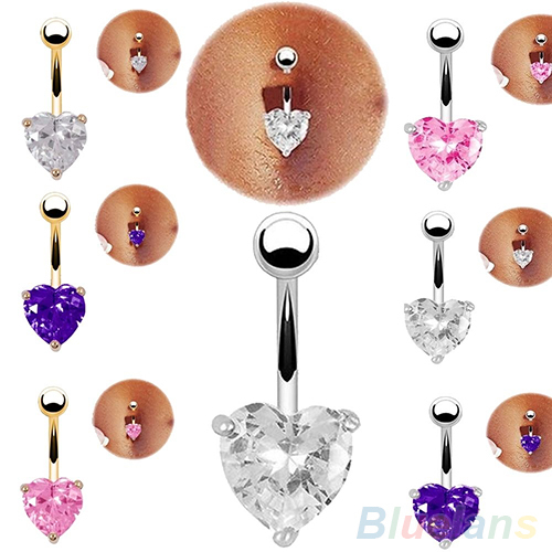 Navel Belly Ring Rhinestone Button Bar Heart Star Body Piercing Jewelry 2KTP