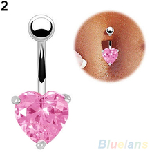 Navel Belly Ring Rhinestone Button Bar Heart Star Body Piercing Jewelry 2KTP