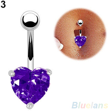 Navel Belly Ring Rhinestone Button Bar Heart Star Body Piercing Jewelry 2KTP