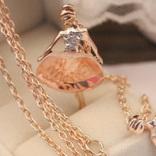 Ballet Girl Crystal Long Necklace 100 Brand Design High Quality Plated Gold Chain Necklaces For Women