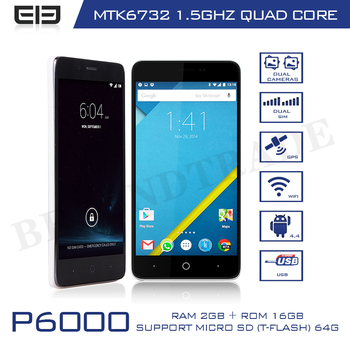 Оригинал Elephone P6000 MTK6732 четырехъядерных процессоров мобильных телефонов 2 г оперативной памяти 16 г ROM 5.0 '' IPS экран 13MP камера мобильный Phone1080P андроид телефон