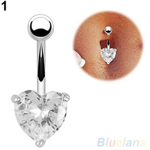 Navel Belly Ring Rhinestone Button Bar Heart Star Body Piercing Jewelry 1T8Q