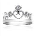 Female Wedding Ring Heart Crown Charm With 3 PCS CZ Gemstone Women Rings Jewelry Bague Anillos