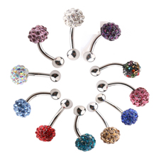 Fashion sexy Navel Belly Button Ring Barbell Rhinestone Crystal Ball Piercing belly piercing Body Jewelry
