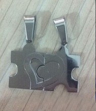 1 Pair Romantic 2015 New Men s Women s Couple Lovers Stainless Steel Love Heart Puzzle