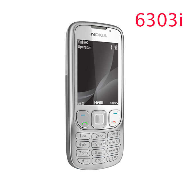 Refurbished Original 6303i Unlocked Nokia 6303 mobile phone black and silver color for you choose Refurbished