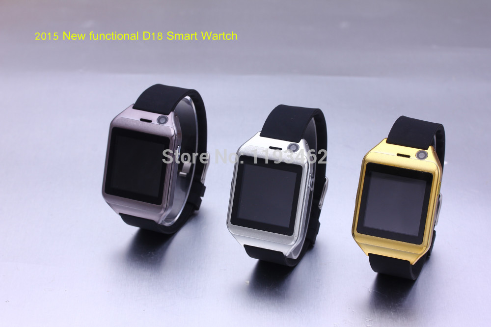 2015 D18 Smart watch Bluetooth Smart Electronics Android iOS Fitness Pedometer Camera SIM Card Micro SD