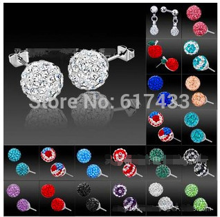 Brand Earrings Micro Disco Ball Crystal Stud Earring For Women Fashion Jewelry
