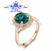 G19 Hot 2015 Top Quality 18K Gold Plated Emerald Finger Rings Elegant Jewelry CZ drill  Austrian Crystal For Women Wholesale