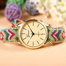 Women s Brand New Fashion Handmade Rope Bracelet Watch Geneva Women Hand Woven Jewelry Quarzt Wristwatch