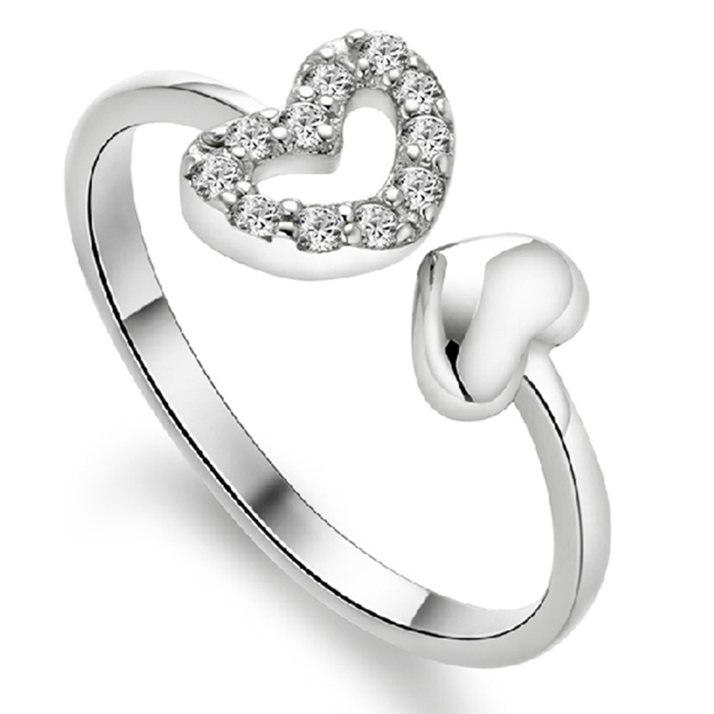 Rings for Women Silver 925 Wedding Ring Crystal Jewelry Gift Ulove Fine Fashion Rhinestone Heart Opening