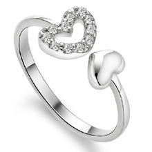 925 Sterling Silver Ring Fine Fashion Rhinestone Heart Opening  Lord of the Rings Women Silver Jewelry Finger Rings ZHW011