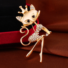 New hot Fashion Luxury Banquet Accessories Alloy crown Sexy Fox Brooch jewelry Charm rhinestone brooch pin