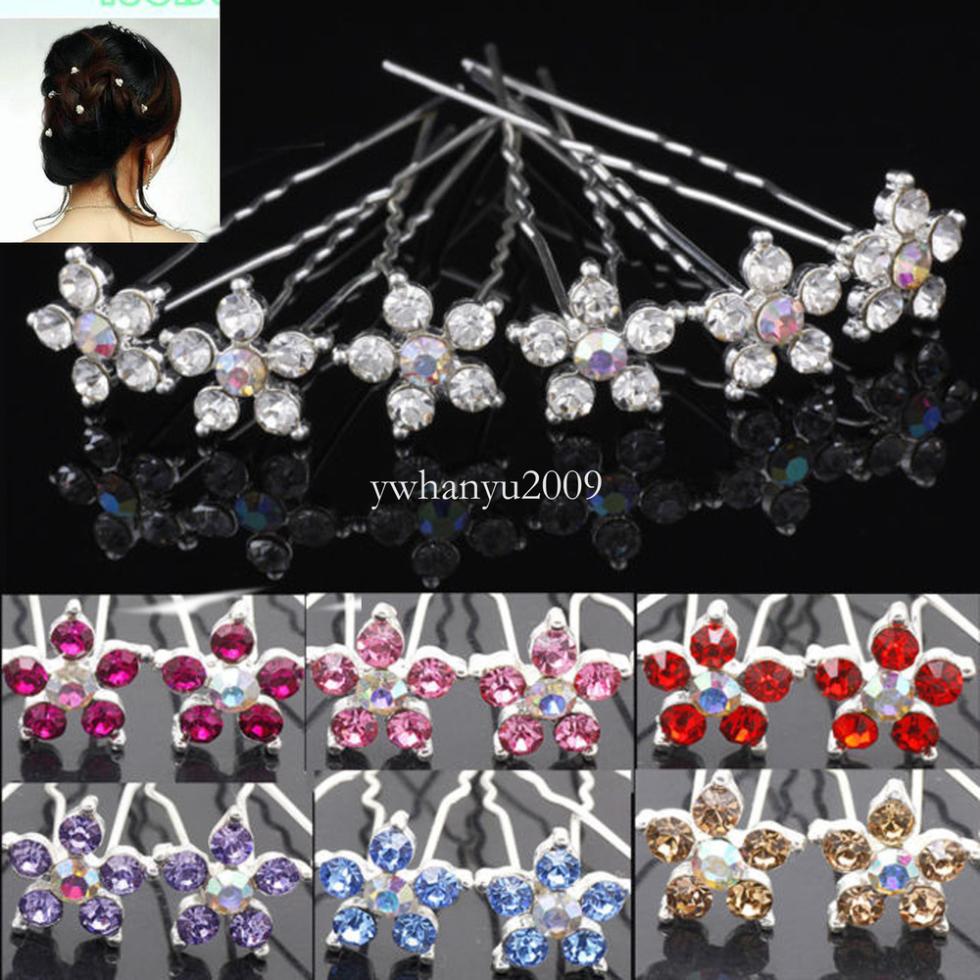 20pcs Bling Stone Crystal Wedding Bridal Party Star Flower Hair Pin Clips 60201 60210