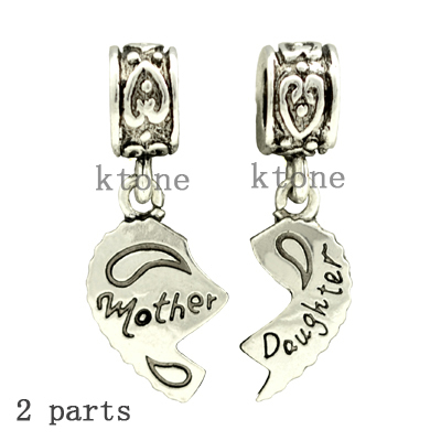 1 Pair Arrival 925 Silver Beads Mother Daughter Pendant Fit Pandora Bead Charms Bracelet Necklace Pendants