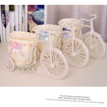 Beautiful bike round baskets rattan flower vase flowerpots 3pcs 3 kind of color mixed 