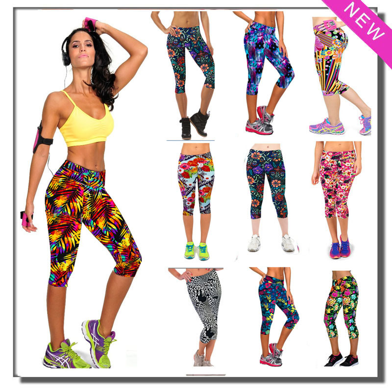 Free shipping 2015 new fashion women sports pants emoji joggers y pants 7 pants leggings printing