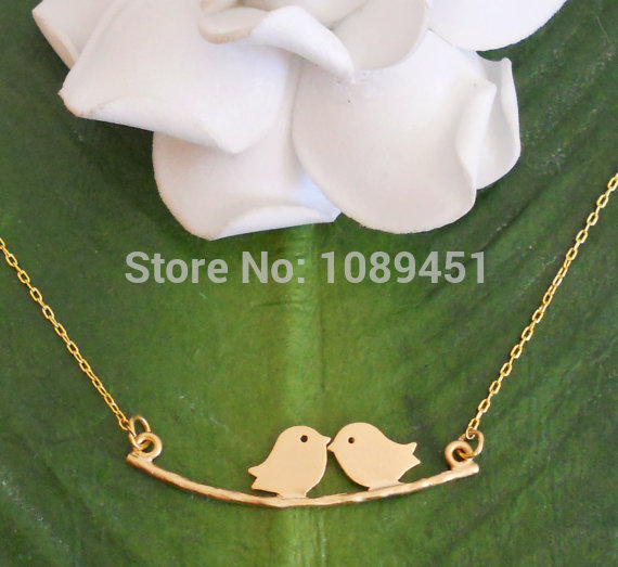  New Gold Love Birds on a Branch Necklace engament