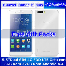 Huawei Honor 6 plus Dual SIM 4G FDD LTE phone Octa core CPU 3GB Ram 16/32GB Rom Android 4.4 5.0” incell ips 1920*1080pix