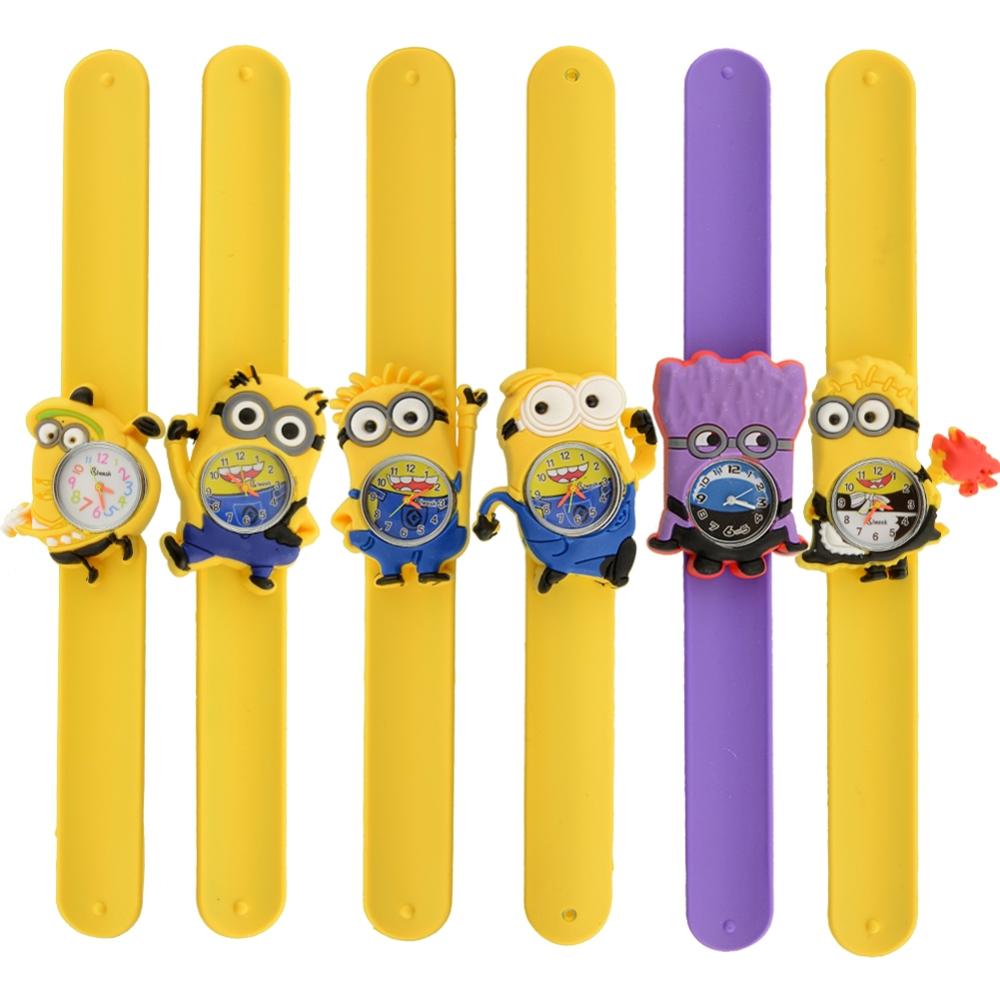 Minion Cartoon Gel Child Quartz Kids Slap On Wrist Watch Unique Xmas Gift free shipping