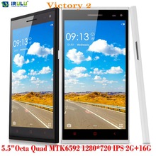 IRULU Smartphone Victory 2(V2) 5.5” Octa Core MTK6592 1280*720 IPS Android 4.4 Kitkat 2GB/16GB Mobile phone 2015 New Free Gift
