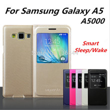 Original Flip PU Leather Case For Samsung Galaxy A5 A5000 Luxury View Window Smart Sleep wake