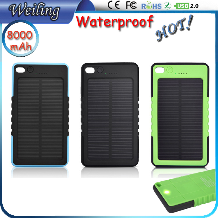 Waterproof Solar Charger 8000mah Solar Power Bank External Battery for smartphone ipad camera iPhone Samsung