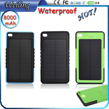 Waterproof Solar Charger 8000mah Solar Power Bank External Battery for smartphone /ipad/camera/iPhone/Samsung