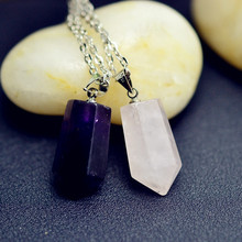 New Fashion jewelry Natural Amethyst pink crystal stone pendant necklace Women Girl lover Valentine s Day