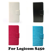 Business Patten PU Leather Universal Wallet Flip Stand Cover Phone Case for Logicom S450