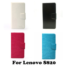 Business Patten PU Leather Universal Wallet Flip Stand Cover Phone Case for Lenovo S820