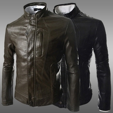TAMA Free shipping Black PU Motorcycle Faux Leather Jackets Men Leather Coat Winter Long Sleeve Fashion 2014 Men’s Coats Jaqueta