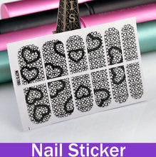 HOTSALE 1 SET Geometric Pattern Classical White Black Nail Wraps Sticker fingernail decals tips for nail