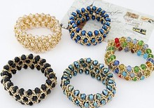 Ethnic  jewelry candy beads crystal elastic wide bracelets bangles/kpop luxury pulseras mujer/pulseiras femininas brazalete/gift
