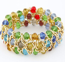 Ethnic jewelry candy beads crystal elastic wide bracelets bangles kpop luxury pulseras mujer pulseiras femininas brazalete
