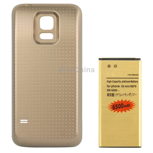 Gold Back Door Cover 6500mAh Business Replacement Mobile Phone Battery for Samsung Galaxy S5 mini G870