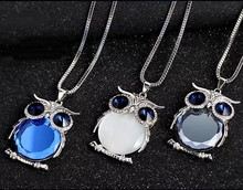 new arrival fashion crystal sweater chain long adornment necklace female cute owl accessories colares femininos