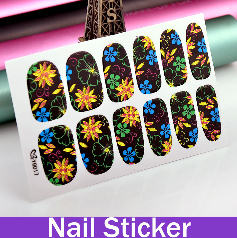 HOT Fluorescent Beautiful Nail Sticker 3d nail art molds dress Patch Flower