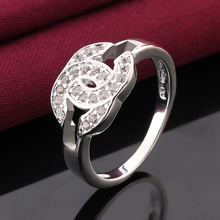 2015 New CC Style Crystals Wedding rings for women silver 925 rings Lovers couple Engagement rings aneis anel feminino bague