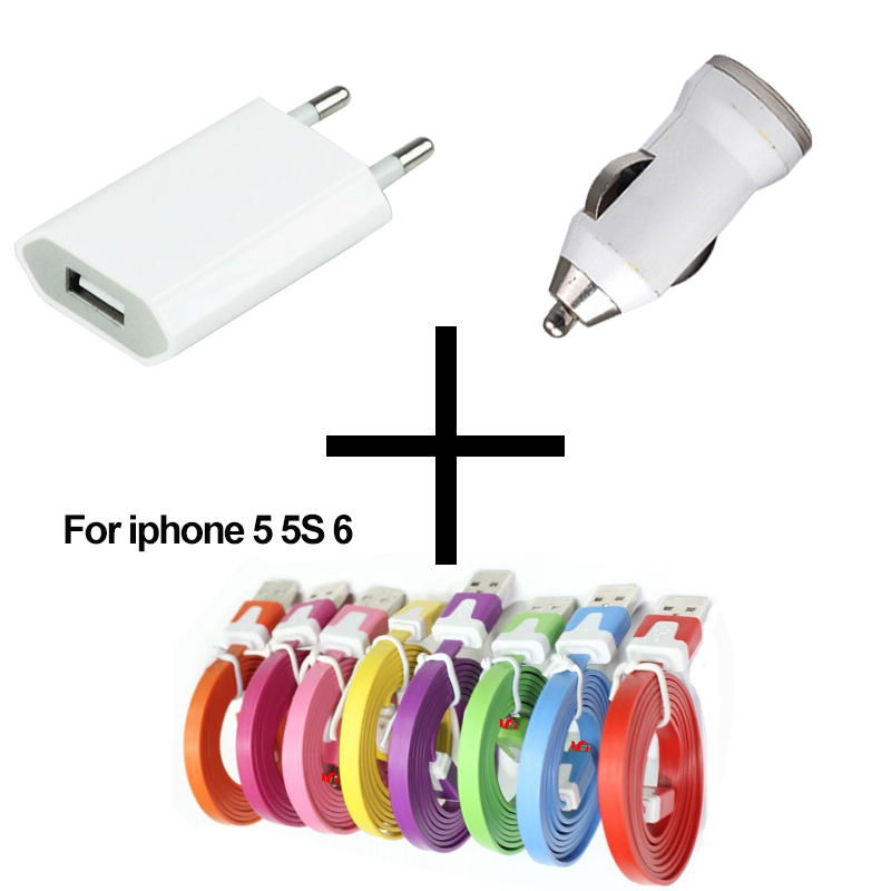 3 in 1 Mini Car Charger Adapter Travel Wall Charger Adapter USB 8pin Date Sync Charging