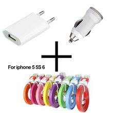 3 in 1 Mini Car Charger Adapter + Travel Wall Charger Adapter + USB 8pin Date Sync Charging Charger Cable for iPhone 5 5S 6
