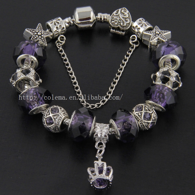 Elegant Styles Murano Glass Beads Charm Bracelet Fits Pandora Style Cuff Bracelets Jewelry VRT30