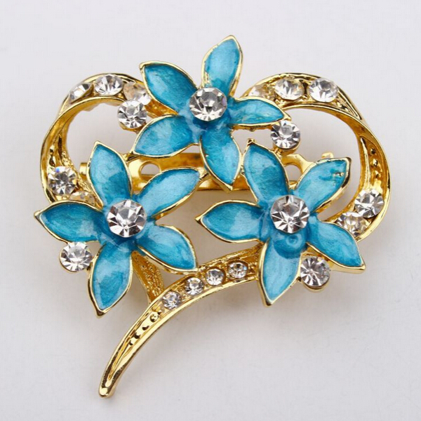 2015 New Style Gorgeous Drop Flower Floral Brooch Broach Pin Rhinestone Crystals