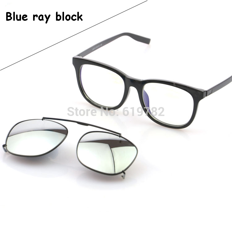 Vogue leader Clip on Sunglasses mirror sun glasses for men blue ray block oculos sol masculino