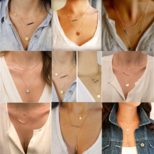 Hot Fashion Gold Plated Fatima Hand 3 Layer Chain Bar Necklace Beads and Long Strip Pendant Necklaces Jewelry For Women