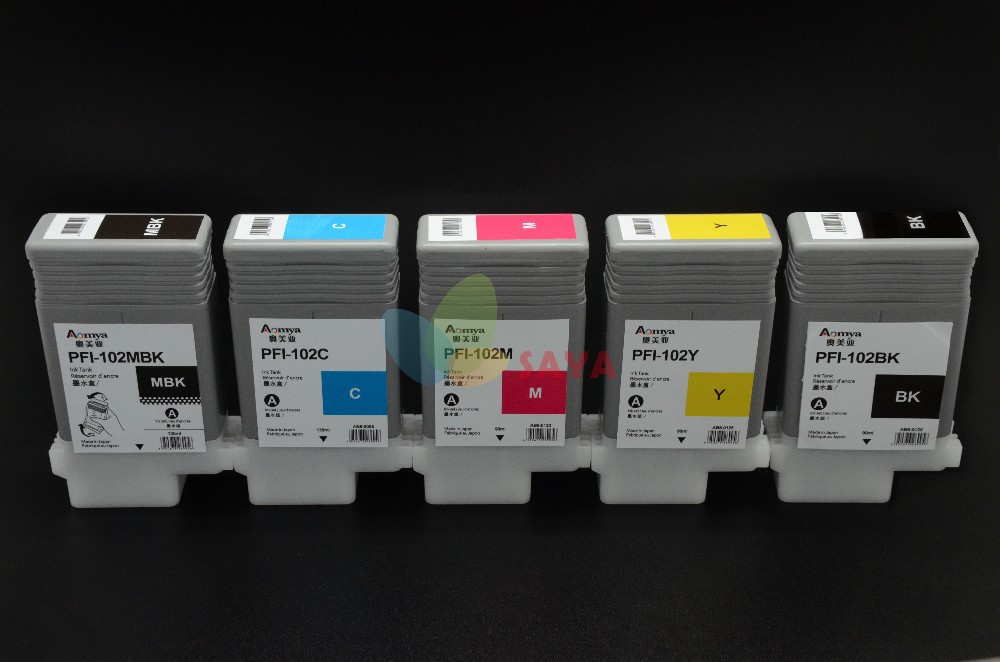 6 NEW PFI 102 Compatible Pigment INK cartridges for Canon ipf 500 510 600 605 700